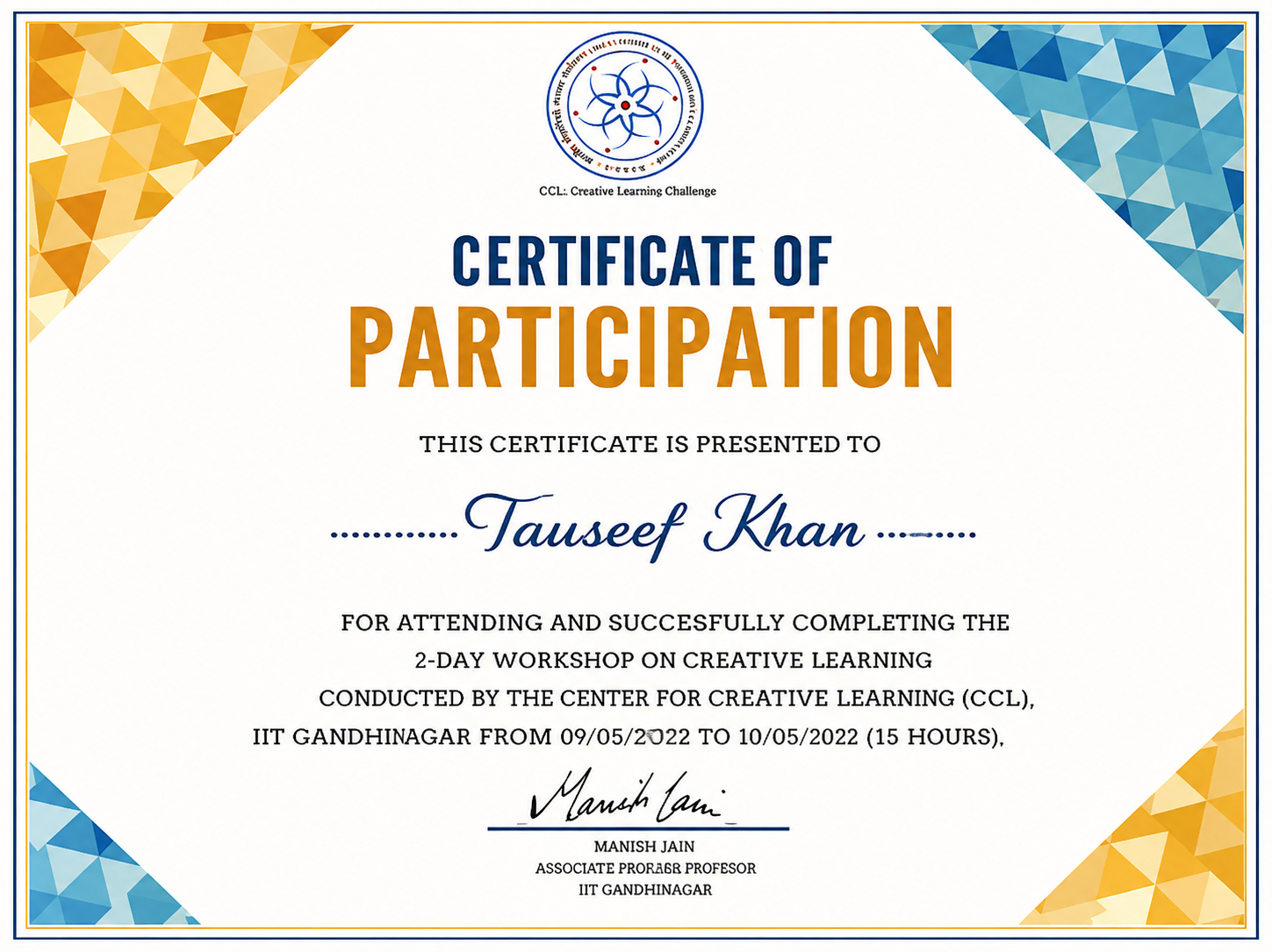 Creative Learning Challenge Certificate